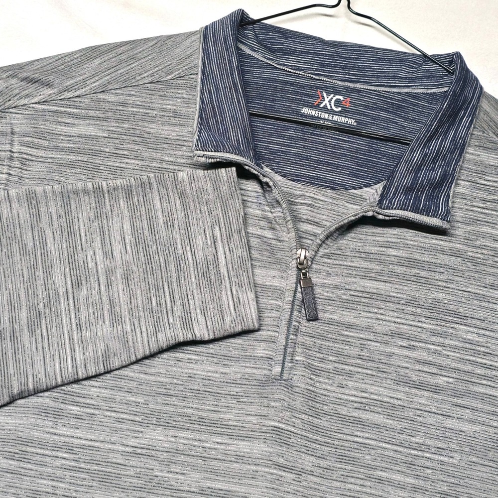 Johnston & Murphy XC4 1/4 Zip Pullover Men's XXL Gray Space Dye Long Sleeve